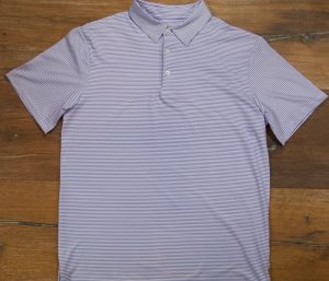 Gunner & Hook polo performance striped purple front