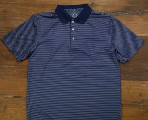 Gunner & Hook polo performance striped navy front
