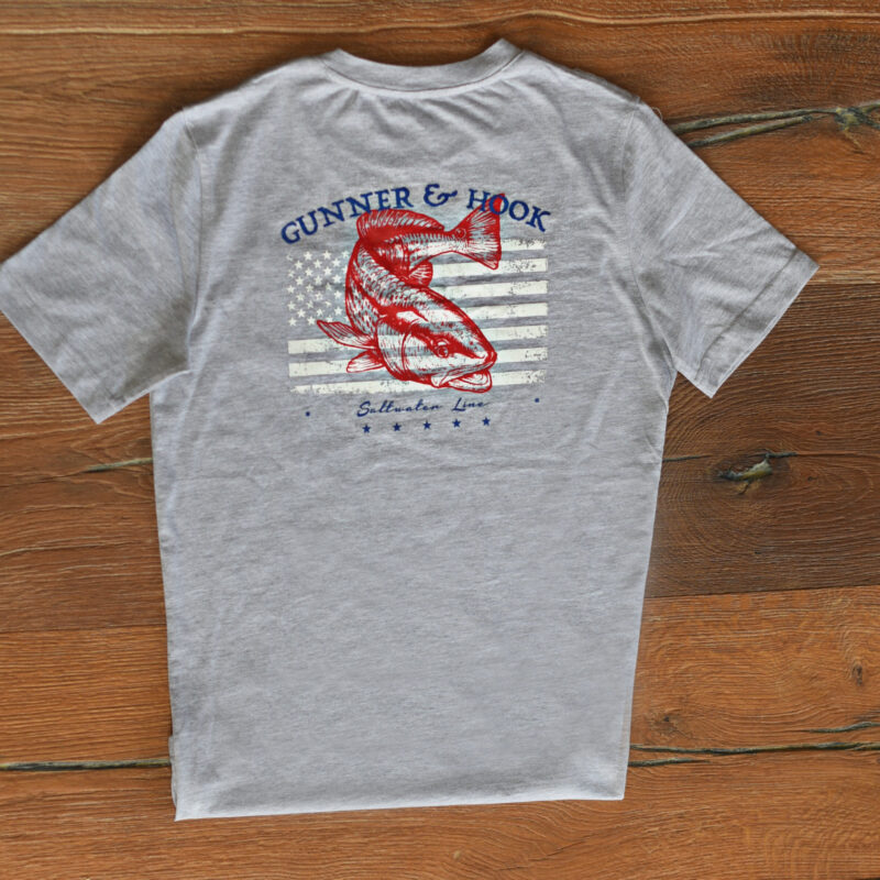 Patriotic Redfish T-Shirt - Grey