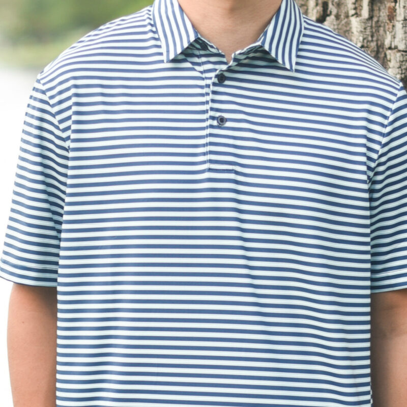 Seaside Performance Striped Polo - Blue/Green/White