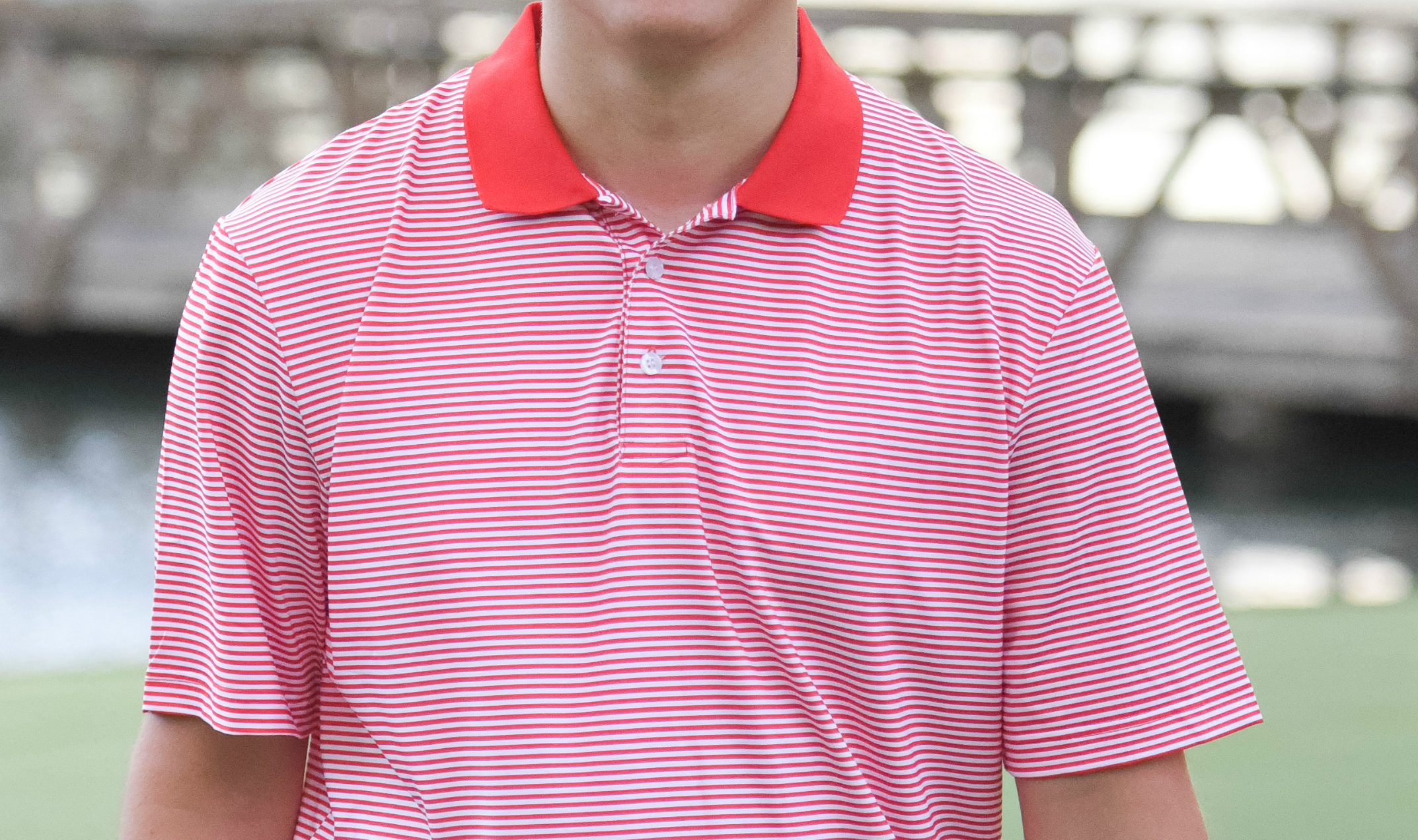 Sawgrass Performance Striped Polo – Red/White – Gunner and Hook